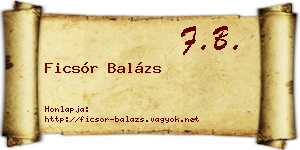 Ficsór Balázs névjegykártya